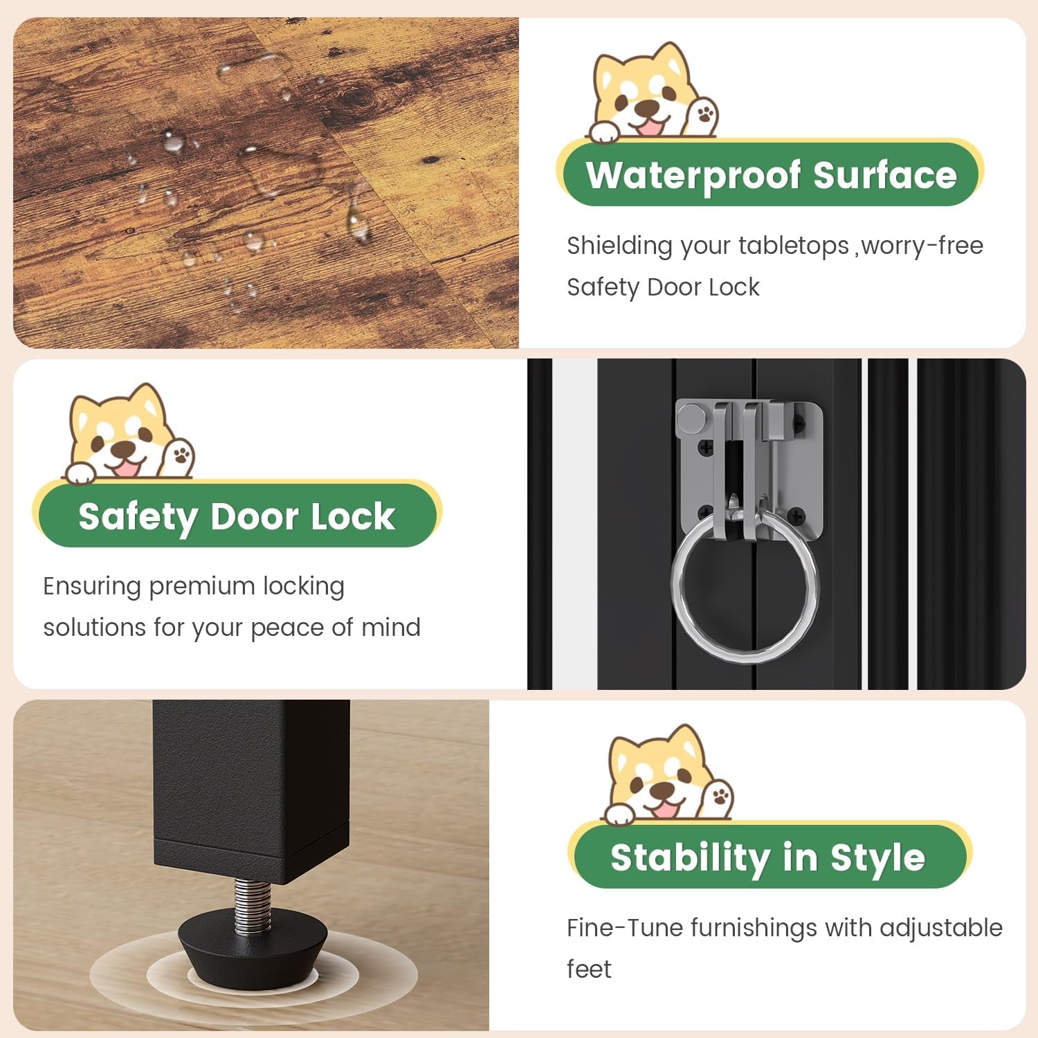 Large Dog Crate Furniture, 63 Inch Heavy Duty Double Dog Crate with Removable Divider, Extra Large Dog Kennel Furniture TV Stand Withtrays for 2 Large Dogs