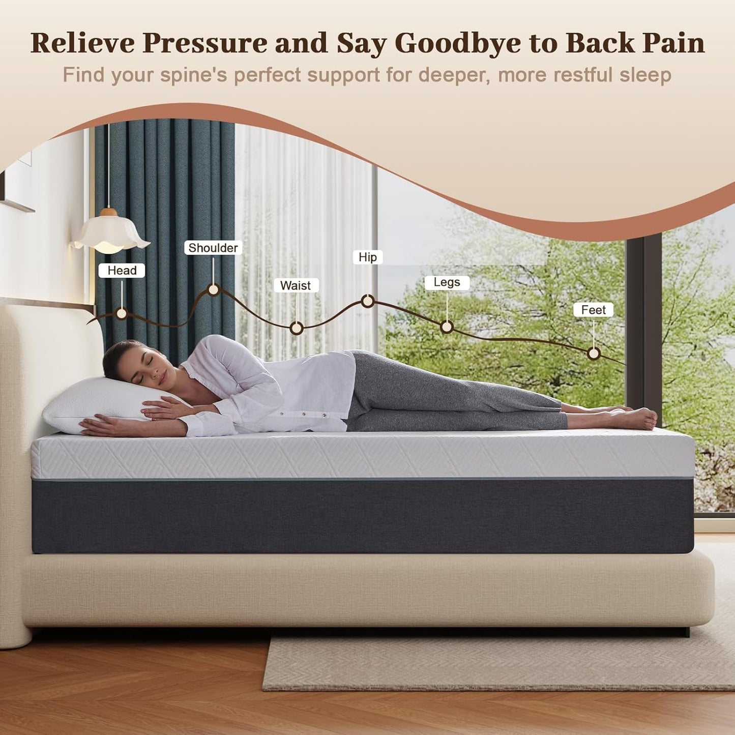 10 Inch Queen Mattress No Fiberglass Gel Memory Foam Mattress for Back Pain, Relieve Pressure with Medium Firm Support & Motion Isolation, Certified Safe Materials, 80" L X 60" W