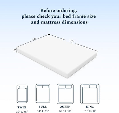 Full Mattress, 6 Inch Memory Foam Mattress in a Box, Fiberglass Free Full Size Mattresses for Pressure & Pain Relief, Soft and Comfortable