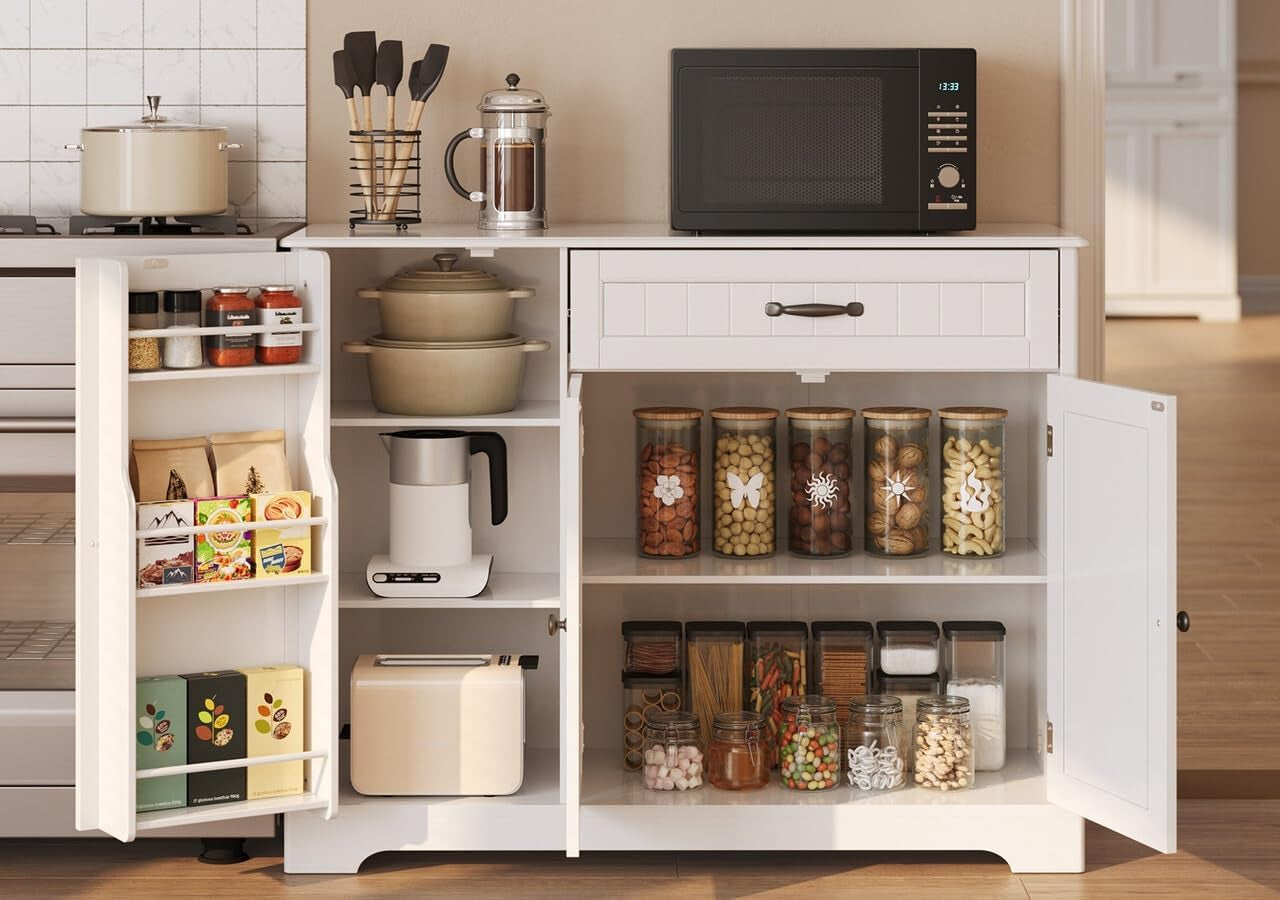 Kitchen Sideboard Buffet Cabinet with Storage Small Coffee Bar Cabinet with Drawer, Kitchen Pantry Storage Cabinet with Door and Shelves for Bathroom and Living Room