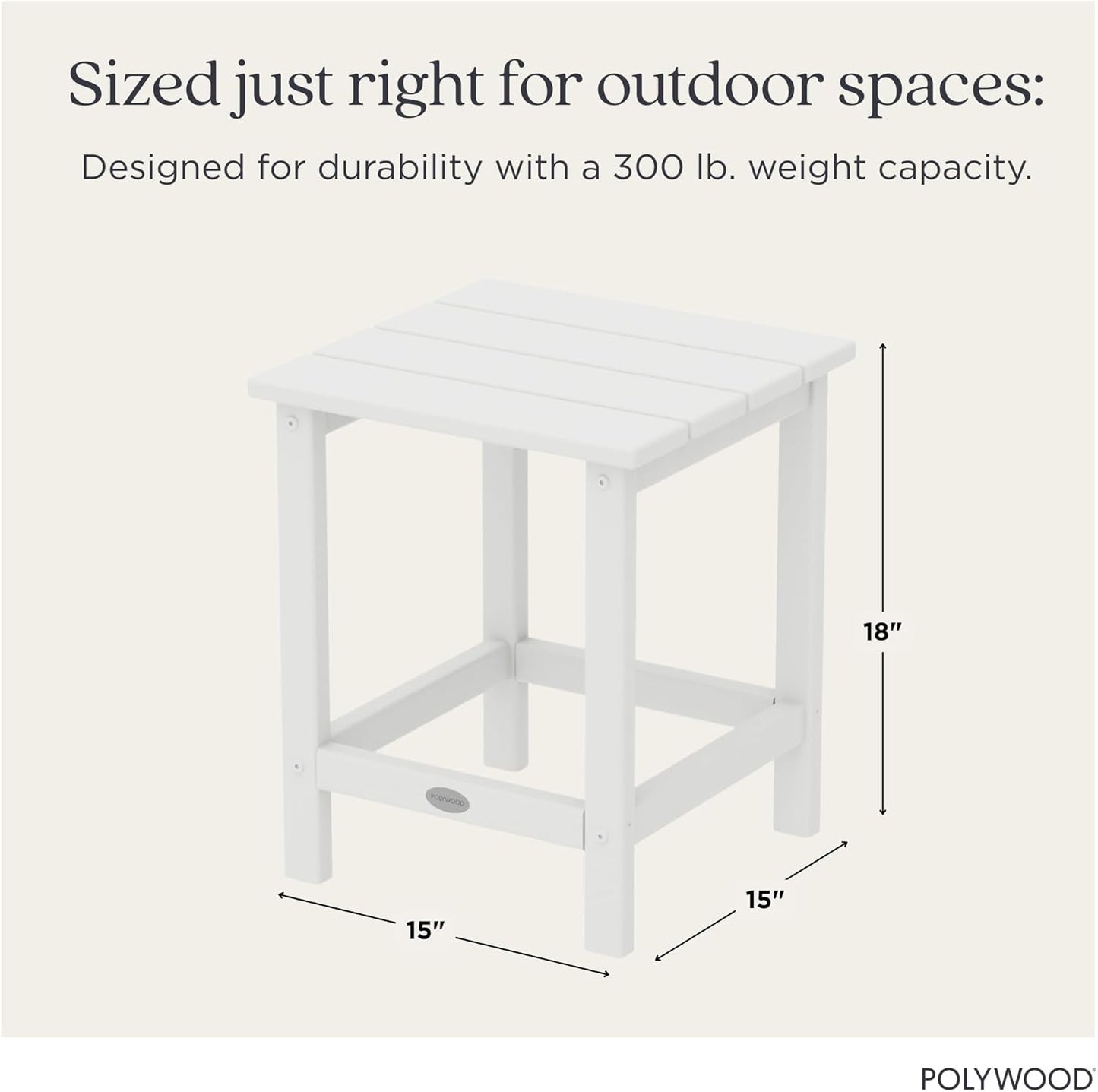 POLYWOOD Long Island 18" Side Table, White