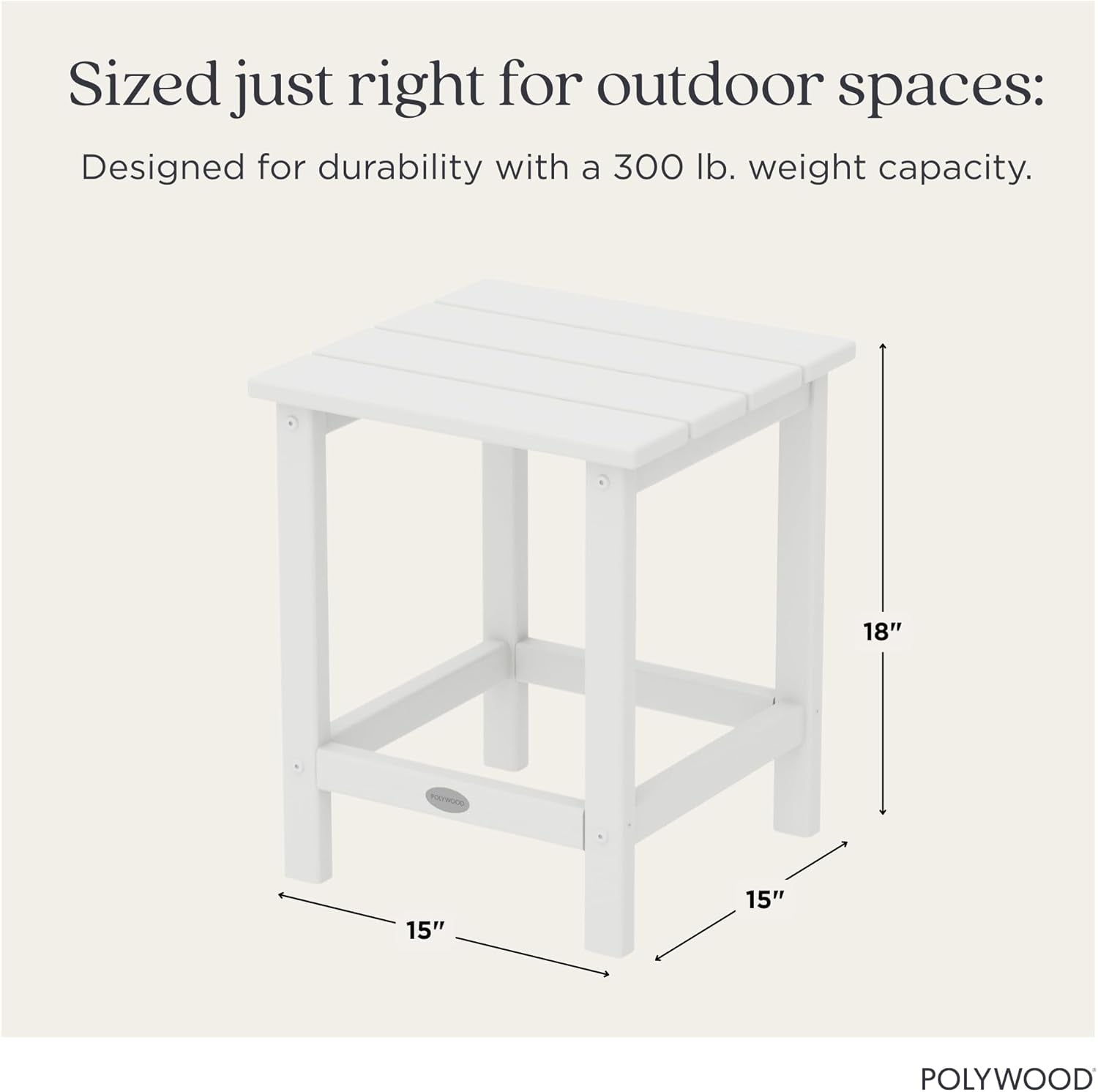 POLYWOOD Long Island 18" Side Table, White
