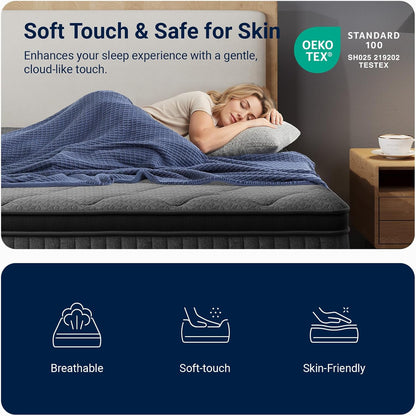12 Inch King Size Mattress, Hybrid Mattress with Smarts Coil™ Pocket Springs for Targeted Support and Nanogel™ Memory Foam for Cool Night Sleep & Motion Isolation, Certipur-Us Certified
