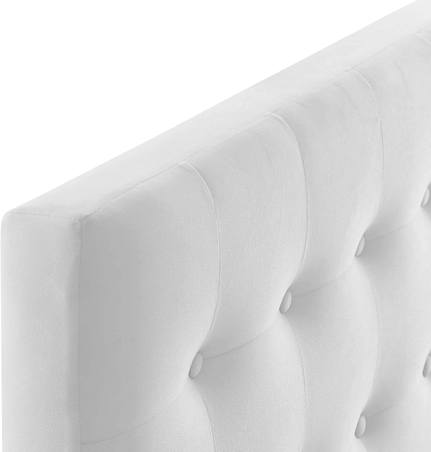 Emily Twin Biscuit Tufted Performance Velvet Headboard, White
