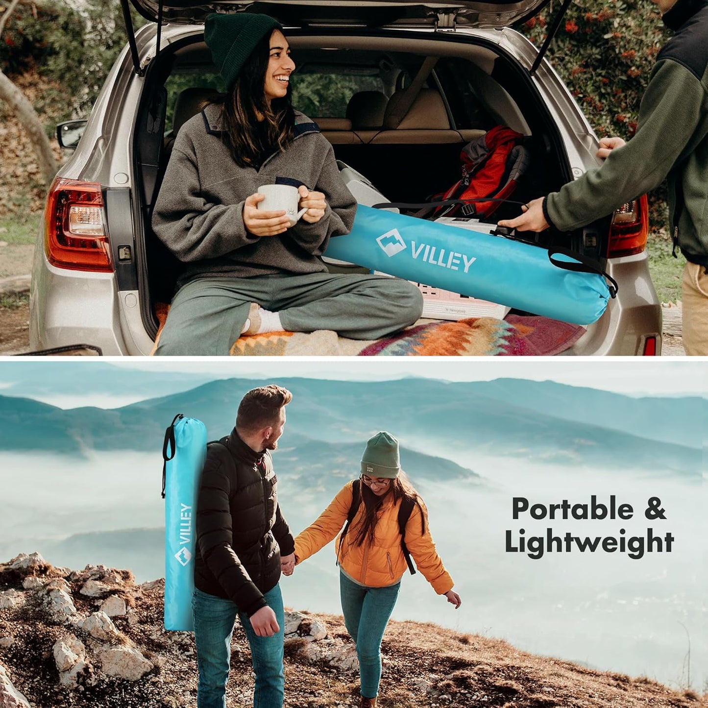 Folding Camping Table, Lightweight Portable Beach Table with 2 Cup Holders & Carry Bag for Camping, Beach, Fishing, Travel, and Outdoor Activities (Small)