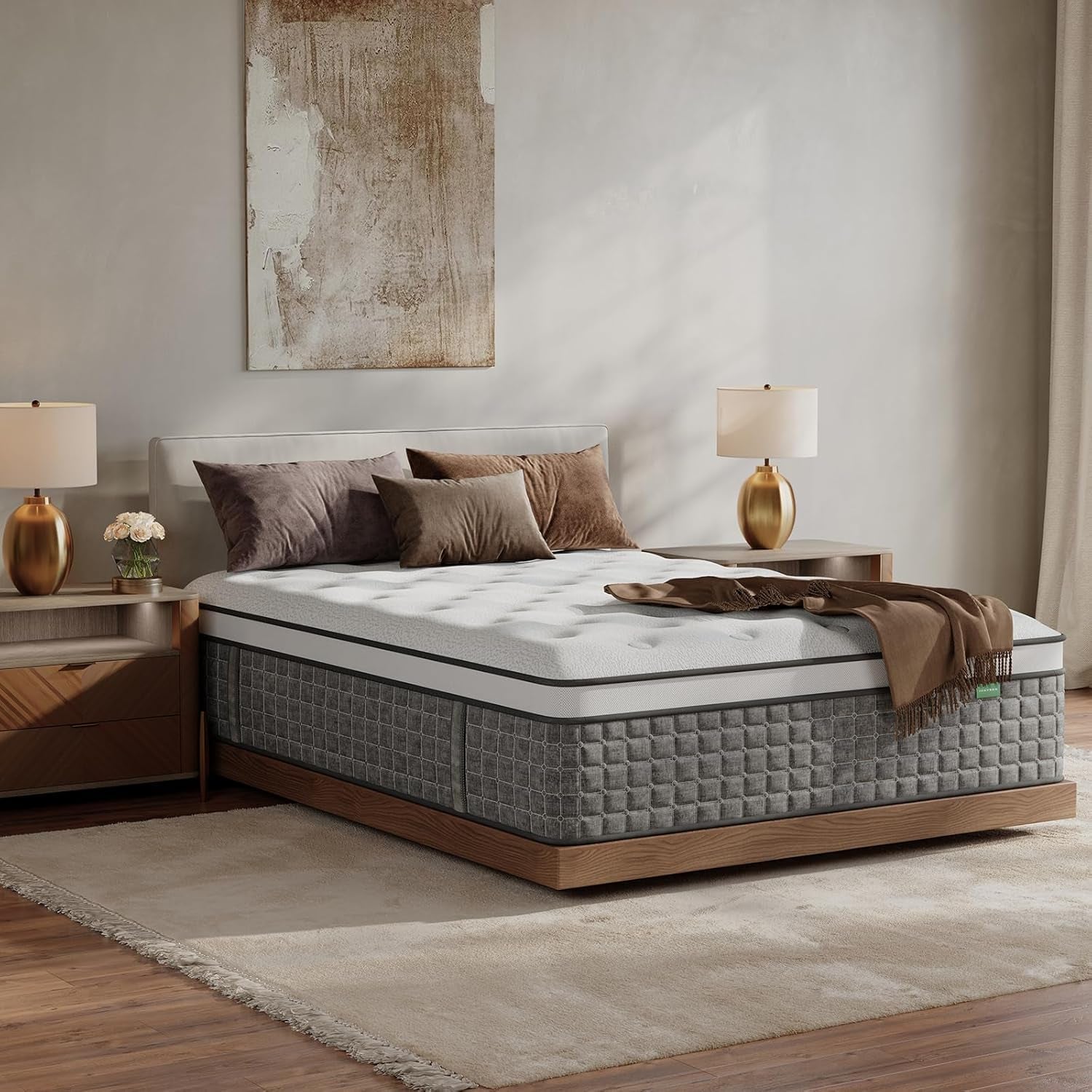 King Size Mattress, Medium Firm 14 Inch Hybrid Mattress King Size in a Box - Memory Foam & Pocket Springs for Back Pain Relief, Fiberglass Free, Motion Isolation, Certipur-Us & OEKO-TEX Certified