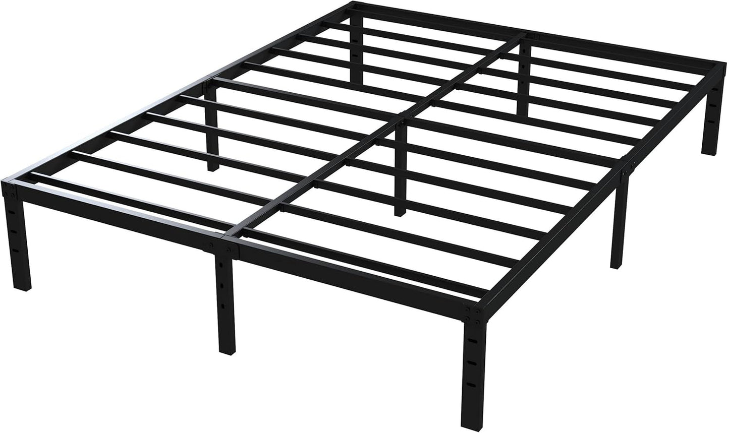16 Inch Queen Bed Frame No Box Spring Required, Metal Platform Queen Size Bed Frames with 14 Inch Storage, 3,500 Lbs Heavy Duty Steel Slats Support, Easy Assembly Mattress Foundation