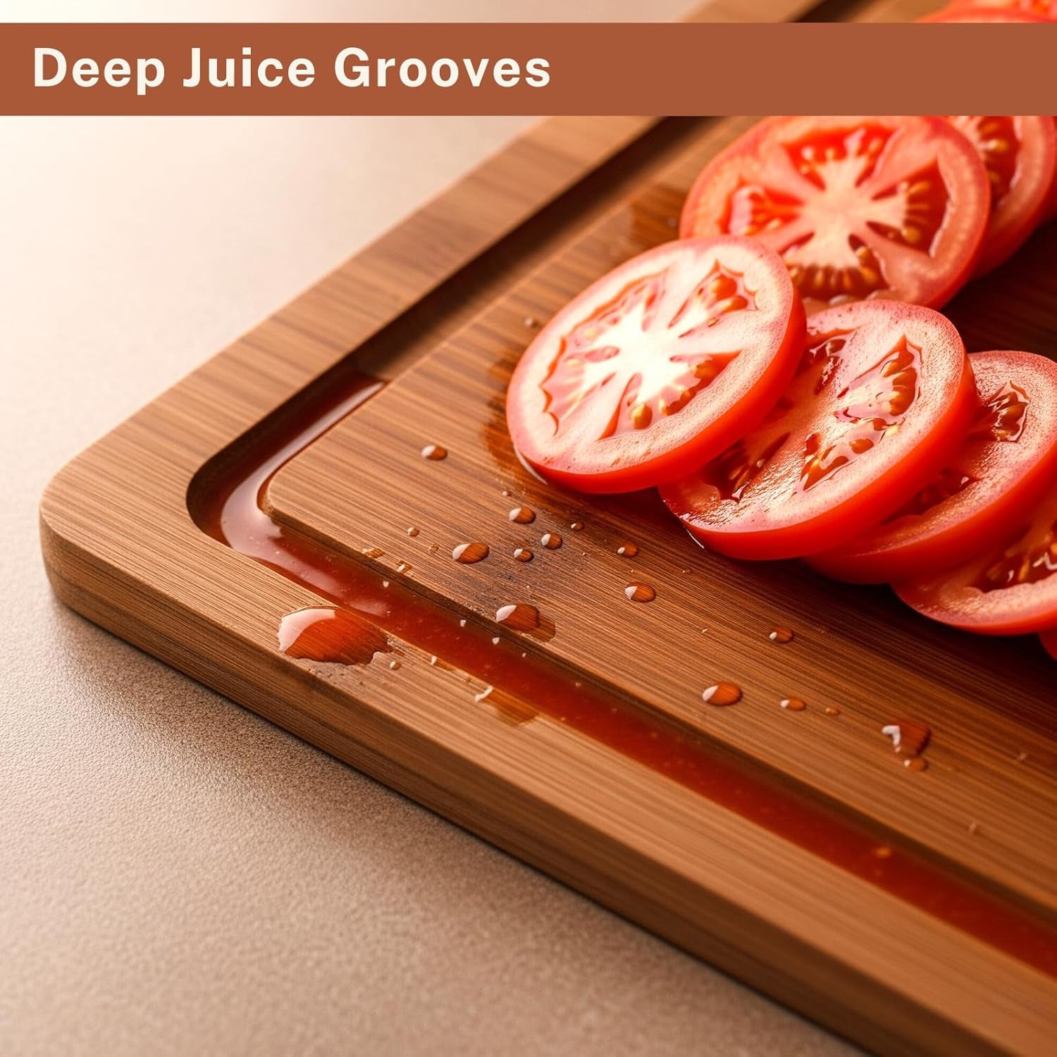 Bamboo Cutting Board Set of 3, Wood Cutting Boards for Kitchen with Juice Grooves, Durable Chopping Board for Meat, Vegetables & Meal Prep