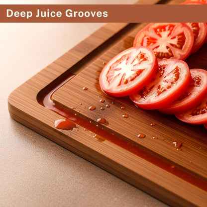 Bamboo Cutting Board Set of 3, Wood Cutting Boards for Kitchen with Juice Grooves, Durable Chopping Board for Meat, Vegetables & Meal Prep