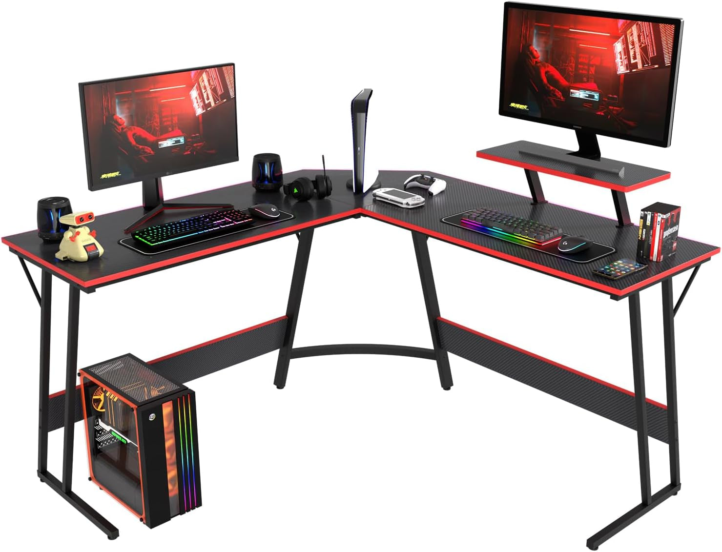 L Shaped Desk Corner Gaming Desk Computer Desk with Large Desktop Studying and Working and Gaming for Home and Work Place,Black