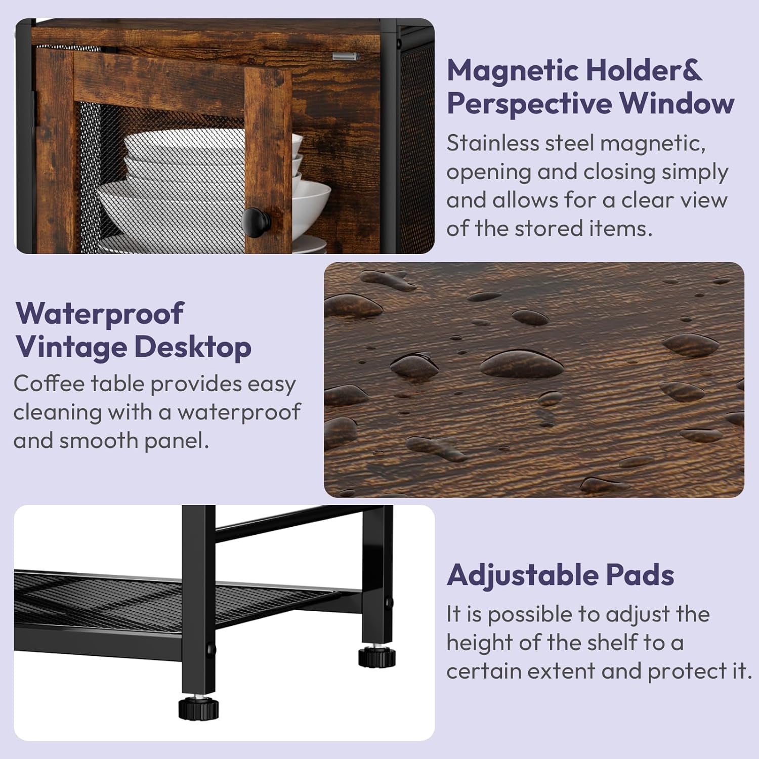 Coffee Bar Cabinet Station - Farmhouse Small Coffee Stand Station with Doors, Rustic Storage Organizer for Kitchen, Buffet Sideboard Cabinet Table for Home, Office, Corner, Bar, Espresso