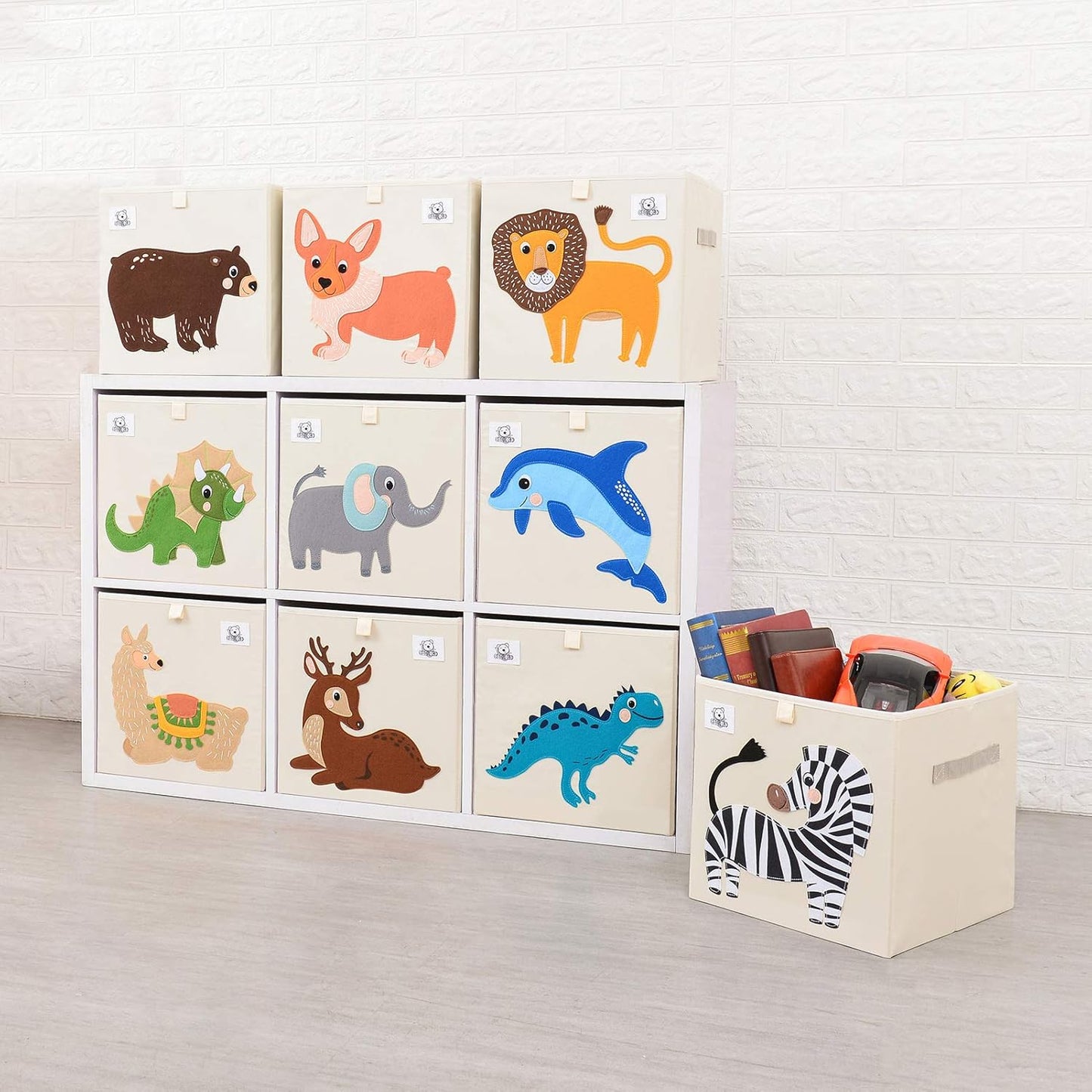 Foldable Animal Cube Storage Bins Fabric Toy Box/Chest/Organizer for Toddler/Kids Nursery, Playroom, 13 Inch (Triceratops)