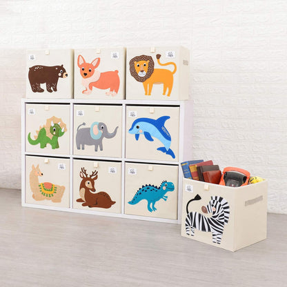Foldable Animal Cube Storage Bins Fabric Toy Box/Chest/Organizer for Toddler/Kids Nursery, Playroom, 13 Inch (Triceratops)