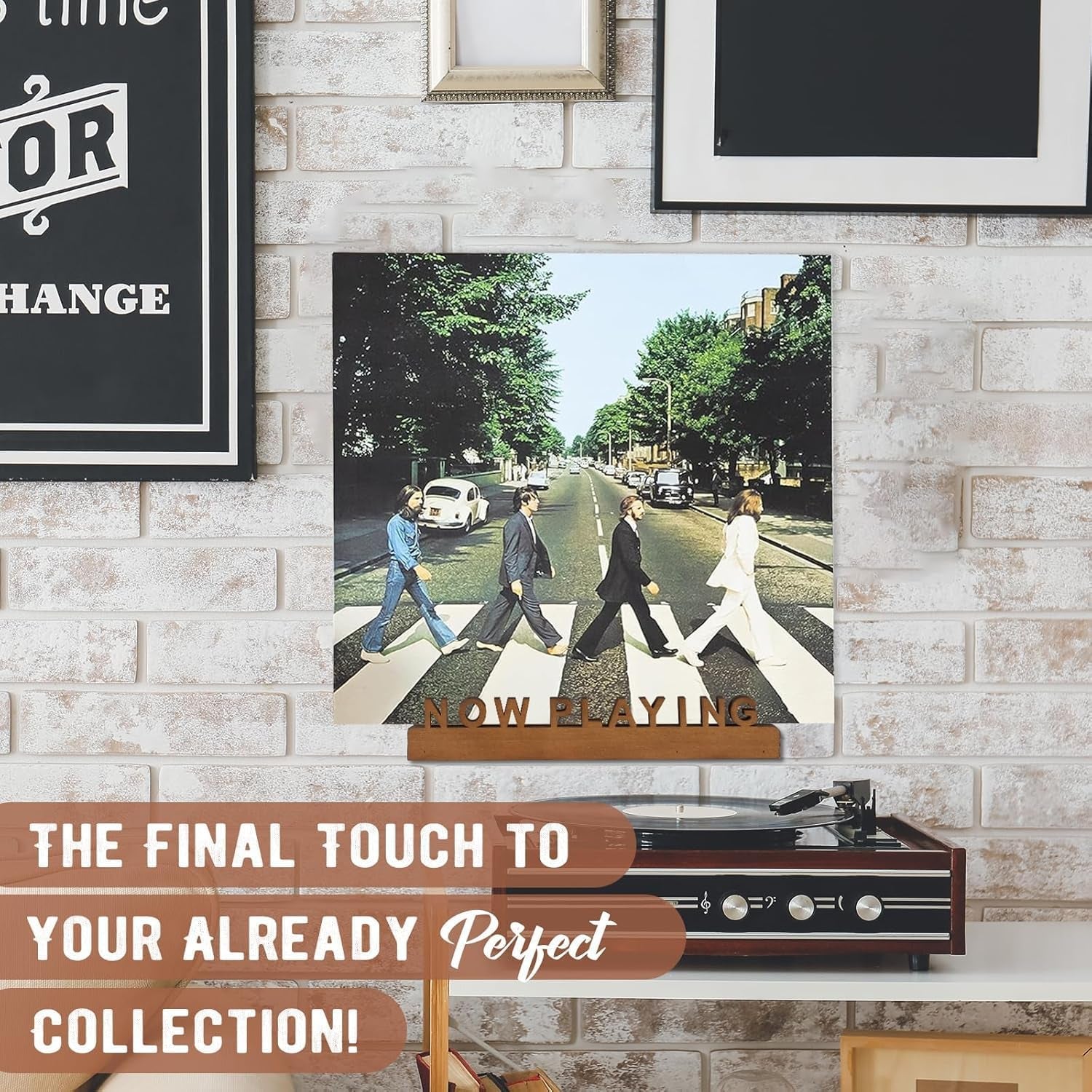 Now Playing Vinyl Record Stand 12” Vinyl Record Wall Mount Pinewood Vinyl Record Holder Wall Mount with 2 Mounting Options Shelf Walnut Stain Finis Display