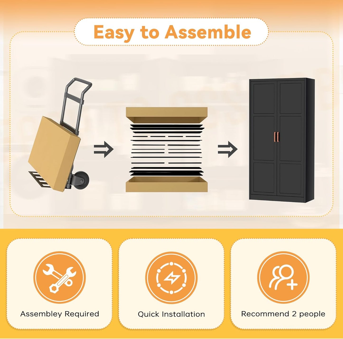 Metal Wardrobe Cabinet with Hanging Rod, 72" H Metal Clothing Storage Cabinets with Adjustable Shelves and 2 Doors, Black Armoire Wardrobe Closet for Bedroom, Laundry Room, Cloak Room