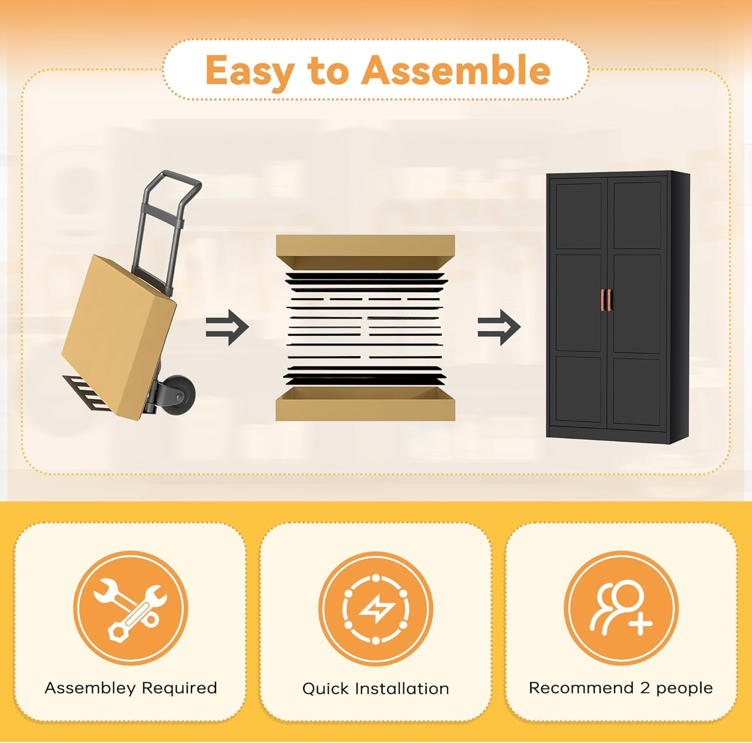 Metal Wardrobe Cabinet with Hanging Rod, 72" H Metal Clothing Storage Cabinets with Adjustable Shelves and 2 Doors, Black Armoire Wardrobe Closet for Bedroom, Laundry Room, Cloak Room