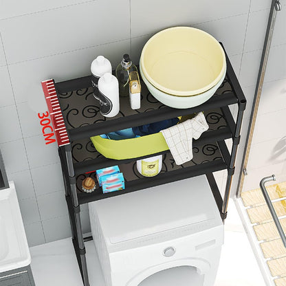 3-Tier over the Toilet Storage, Freestanding Bathroom Shelves, Metal Bathroom Shelves, Space Saver over the Toilet Storage for Laundry, Balcony, Easy Assembly, Black