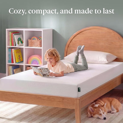 6 Inch Twin Green Tea Memory Foam Mattress [New Version], Fiberglass Free, Medium Firm Feel, Zoned Pressure Relief, Certified Safe Foams & Fabric, Mattress in a Box