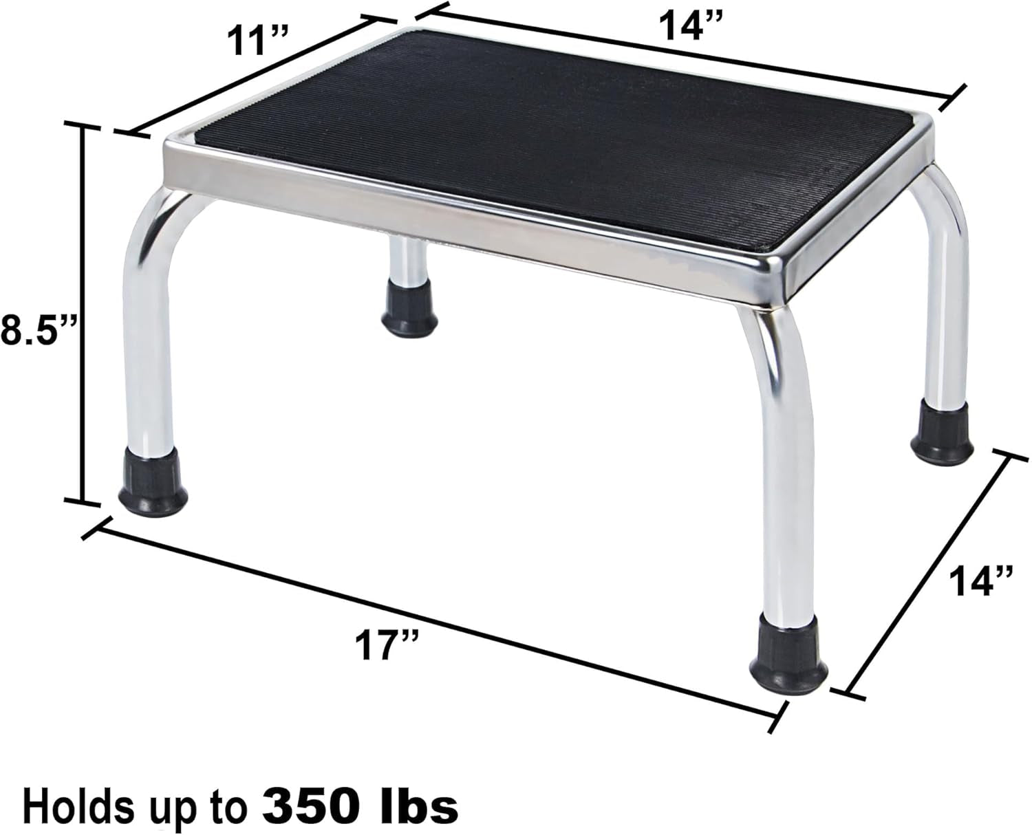 Medical Foot Step Stool 350Lbs Heavy-Duty Welded Steel Legs, Fully Welded Single Construction Frame, Anti-Skid Rubber Platform