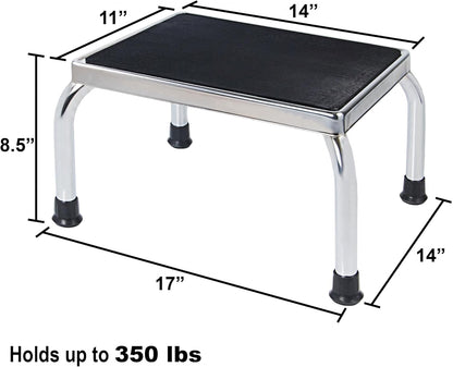 Medical Foot Step Stool 350Lbs Heavy-Duty Welded Steel Legs, Fully Welded Single Construction Frame, Anti-Skid Rubber Platform