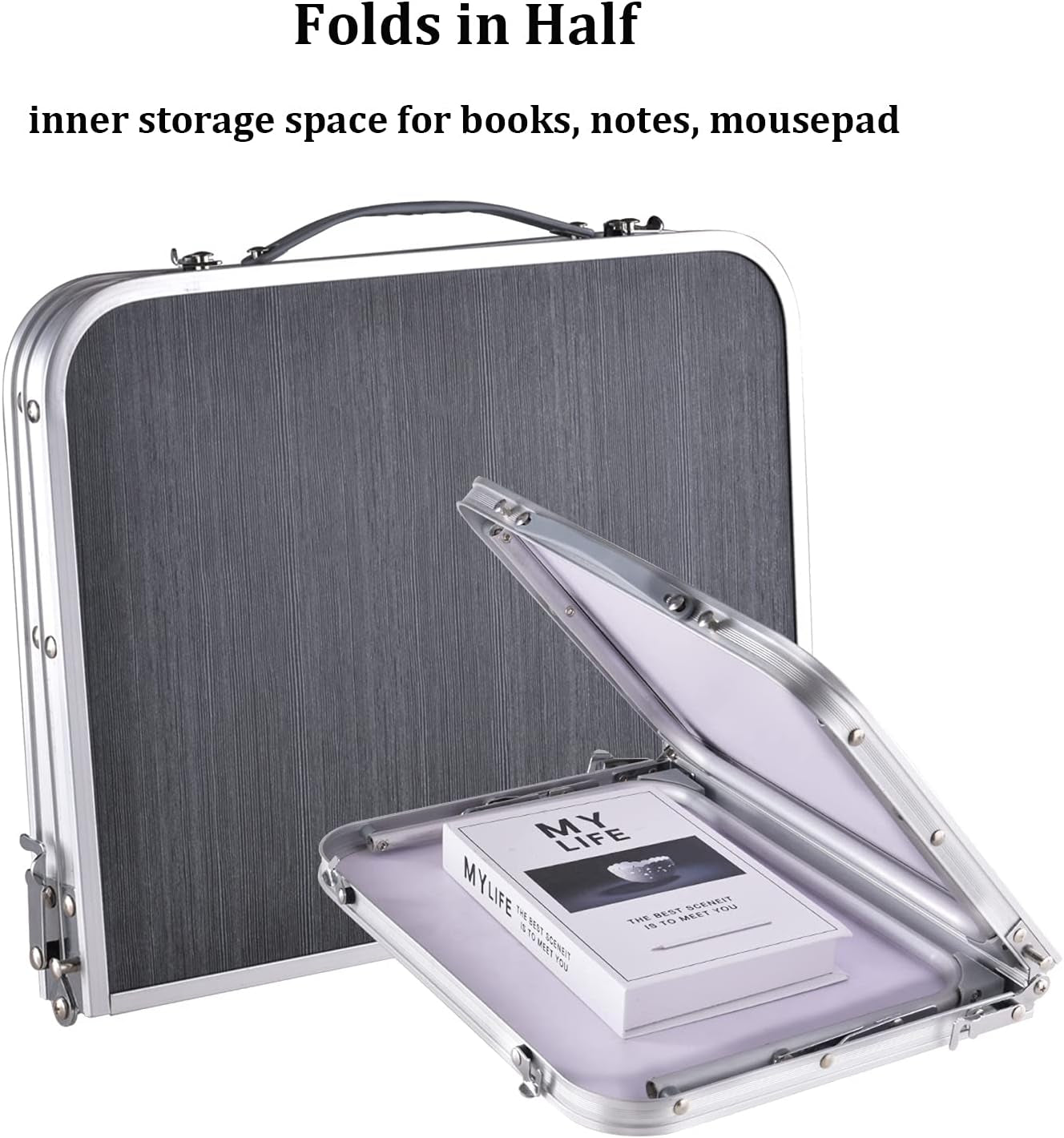 Foldable Laptop and Bed Table with Storage, Portable Mini Lap Desk for Legs, Ideal for Study, Reading, Picnic, Breakfast,And More