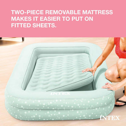 Kids Travel Air Mattress Inflatable Bed with Raised Sides and Hand Pump - Portable Blow-Up Toddler Traveler Bed for Children'S Naps or Sleep