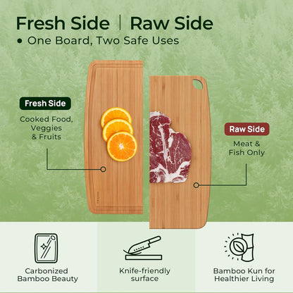 Dishwasher Safe Durable Lightweight Bamboo Wood Cutting Boards for Busy Kitchen, Easy Storage & Clean Wooden Chopping Boards Reversible with Juice Groove, Kitchen Gift for Home Cooks