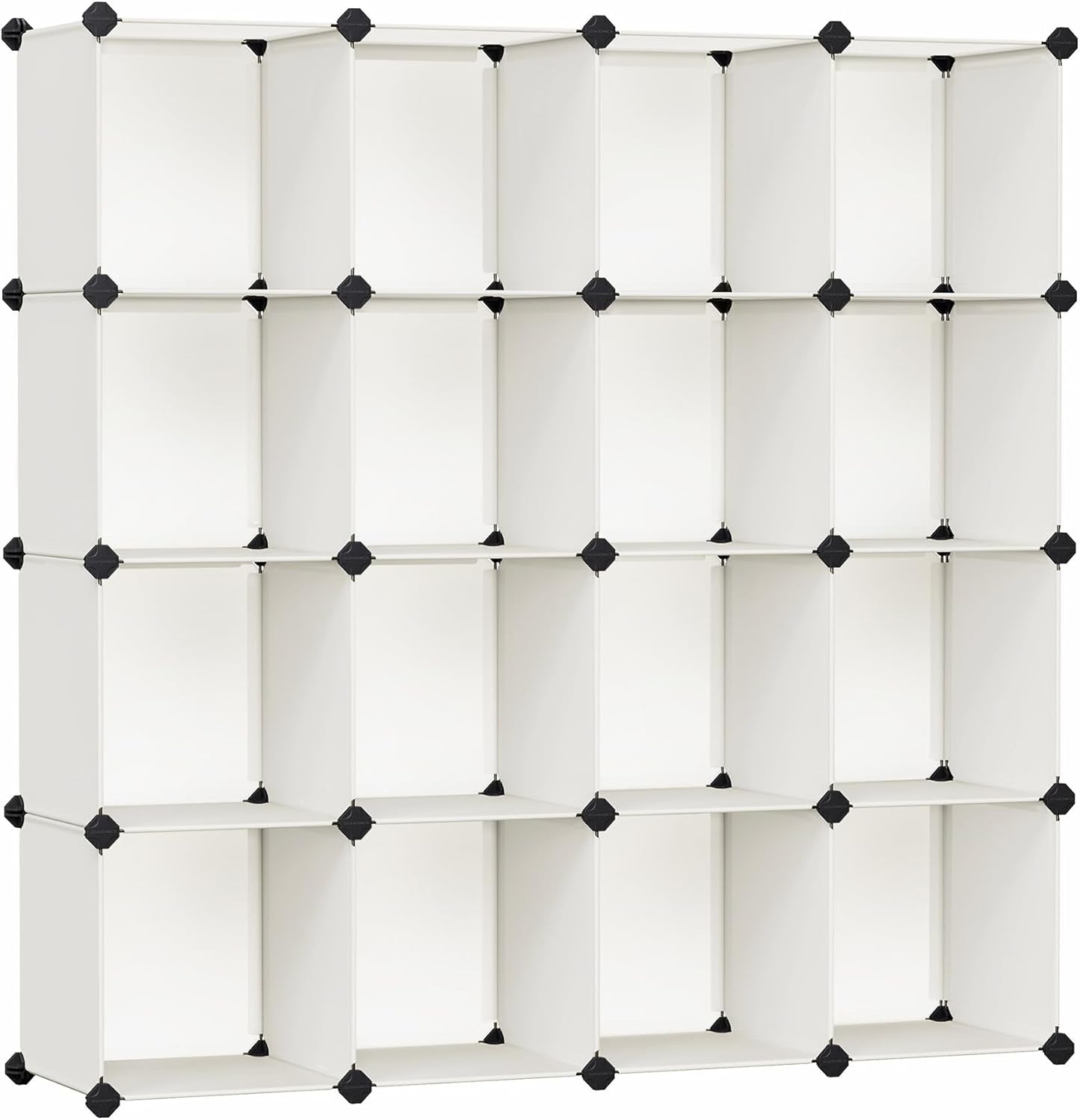 Cube Storage Organizer, Set of 16 Plastic Cubes, Book Shelf, Closet Organizers and Storage, Room Organization, Bedroom Living Room, 12.2 X 48.4 X 48.4 Inches, White ULPC44L