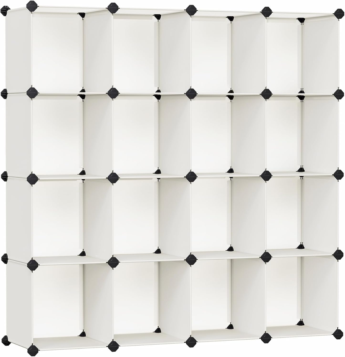 Cube Storage Organizer, Set of 16 Plastic Cubes, Book Shelf, Closet Organizers and Storage, Room Organization, Bedroom Living Room, 12.2 X 48.4 X 48.4 Inches, White ULPC44L