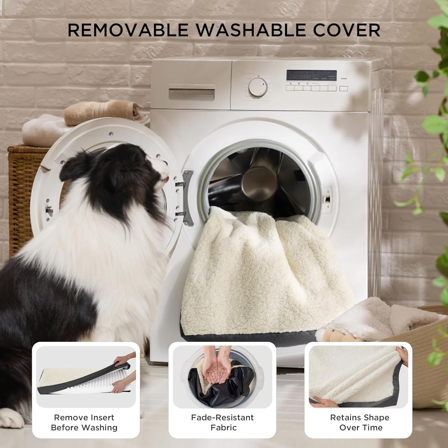 Dog Beds Large Sized Dog - Comfy Flat Pet Beds with Removable Washable Cover, Orthopedic Egg Crate Foam Puppy Mat, Suitable for Pet up to 65 Lbs