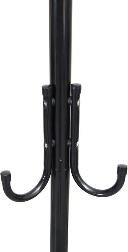 Freestanding Coat Rack, Multi-Tier Organizer for Office and Entryway, Metal, Black