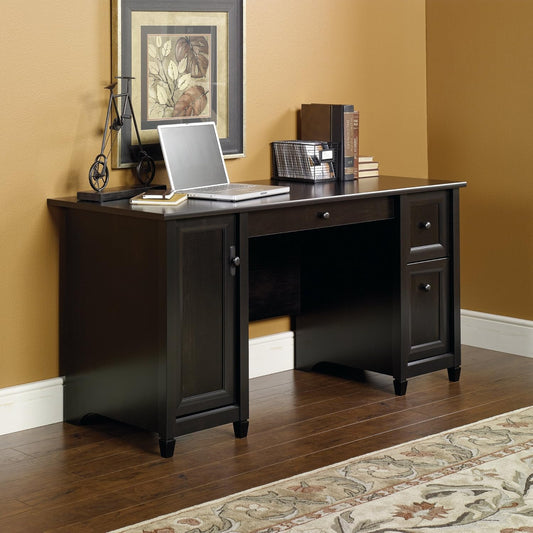 Edge Water Computer Desk with Storage Drawers, Home Office Desk, in Estate Black