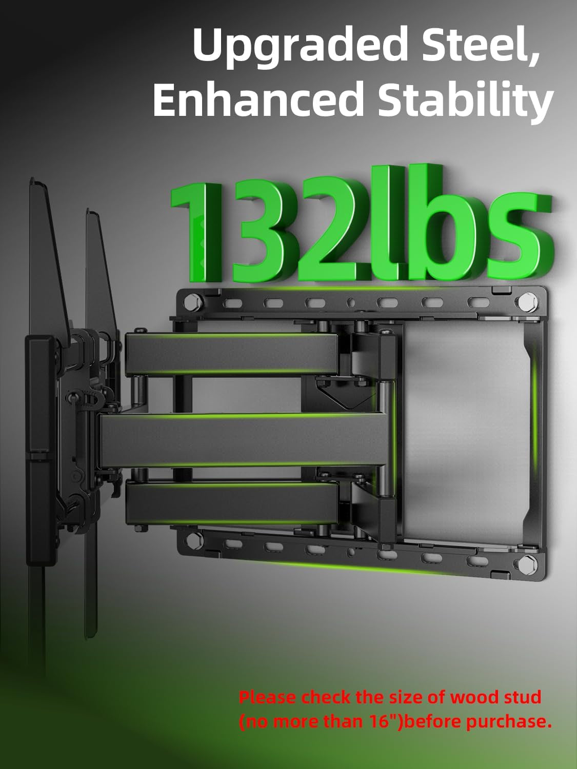 Full Motion TV Wall Mount for Most 42-90 Inch Flat Screen/Led/4K, TV Mount Bracket Dual Swivel Articulating Tilt 6 Arms, Max 16" Wood Studs, VESA 600X400Mm, Holds up to 132Lbs
