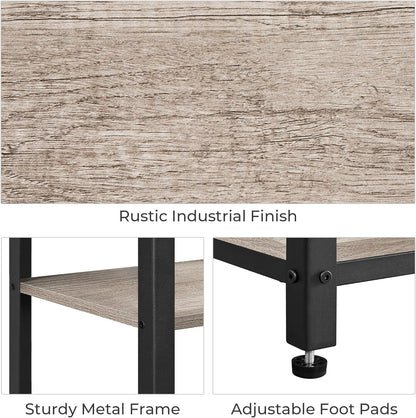 30 in Tall End Table, 3-Tier with Strong Wooden Shelves, Small Side Table with Metal Frame for Living Room Office, Small Places, Gray