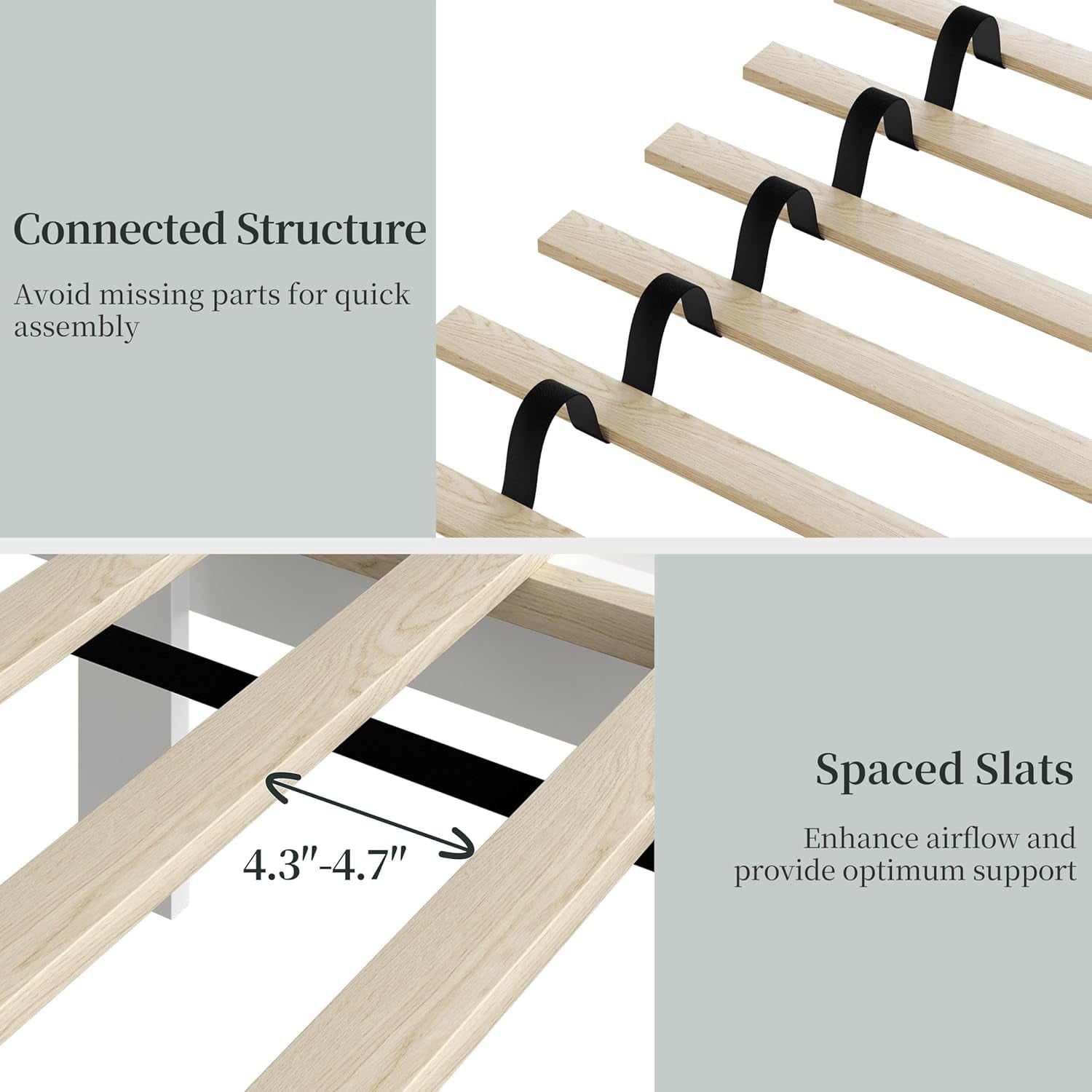 Wood Bed Queen, Farmhouse White Rubberwood Platform Bed Frame with V-Designed Headboard, Sturdy Wooden Support Slats, Holds up to 800 Pounds, Noise-Free, Easy Assembly