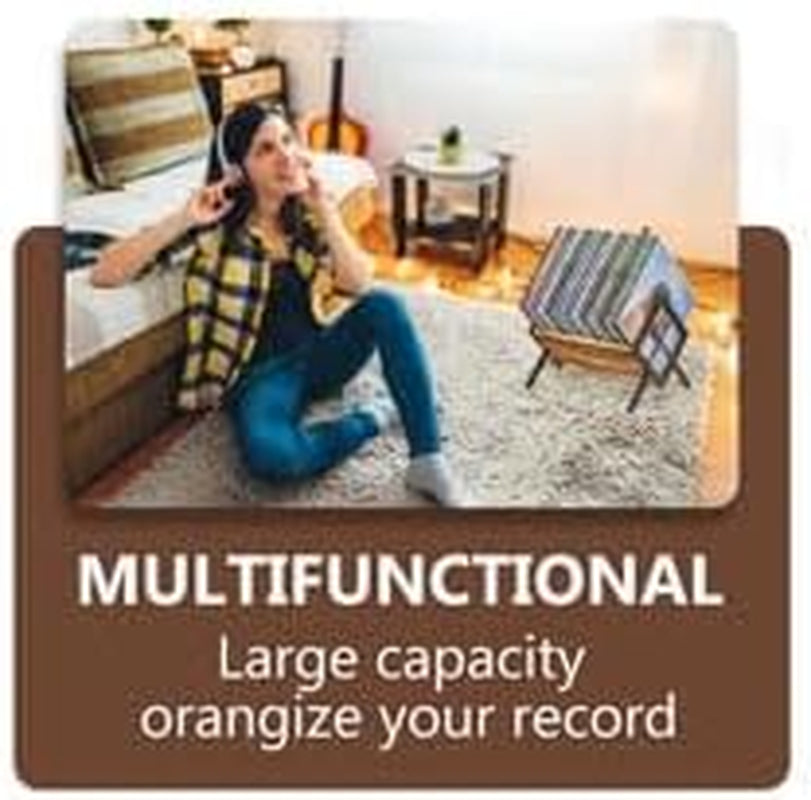 Vinyl Record Holder,Wooden and Heavy-Duty Steel Vinyl Record Storage Rack for 80-100 Lp,Albums,Magazine, Book, Files.Retro Style Record Display (Fire-Burnt Retro)