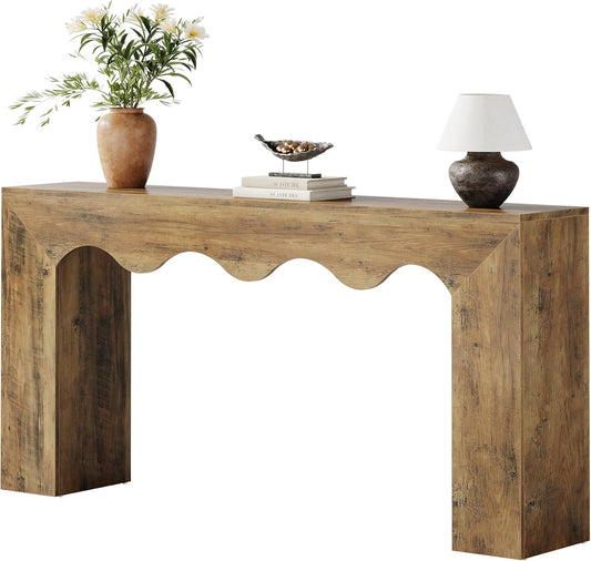 63" Farmhouse Console Table, Wooden Couch Table behind Sofa with Storage, Long Entryway Sofa Station, Narrow Console Stand with Base, Hallway Stand for Entryway, Living Room