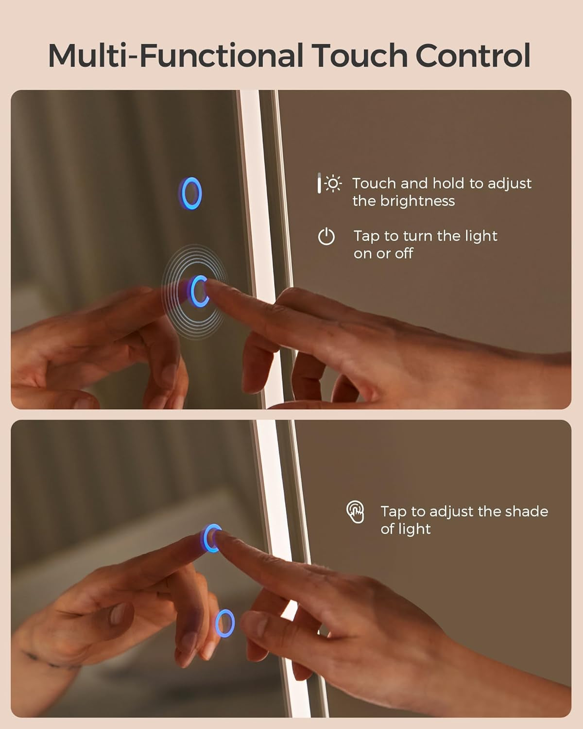 LED Jewelry Cabinet Standing, Lockable Armoire with Full-Length Mirror and Adjustable Lights, Space-Saving Organizer, Gift Idea, Cloud White UJJC008W01