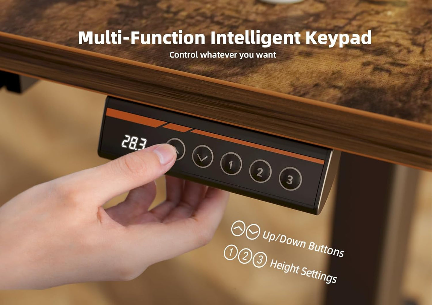 Standing Desk with Drawers, Electric Adjustable Height 48 X 24 Inch Stand up Desks for Home Office, Rustic Brown