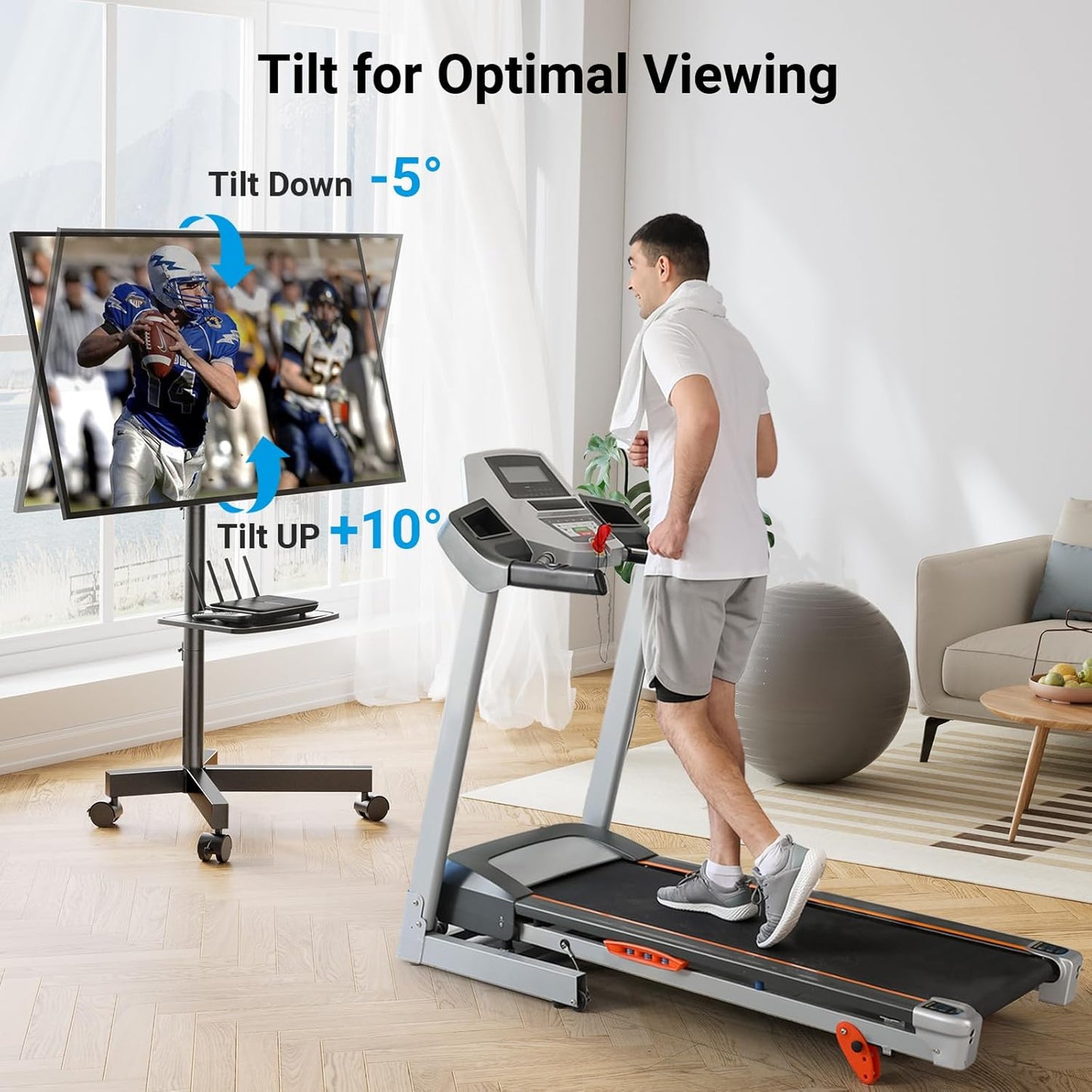 Mobile TV Stand for 23-60 Inch LCD LED Flat/Curved Screen Tvs, Tilt TV Cart Holds up to 88Lbs, Portable TV Stand with Laptop Shelf, Rolling TV Floor Stand Max VESA 400X400Mm (PSTVMC06)