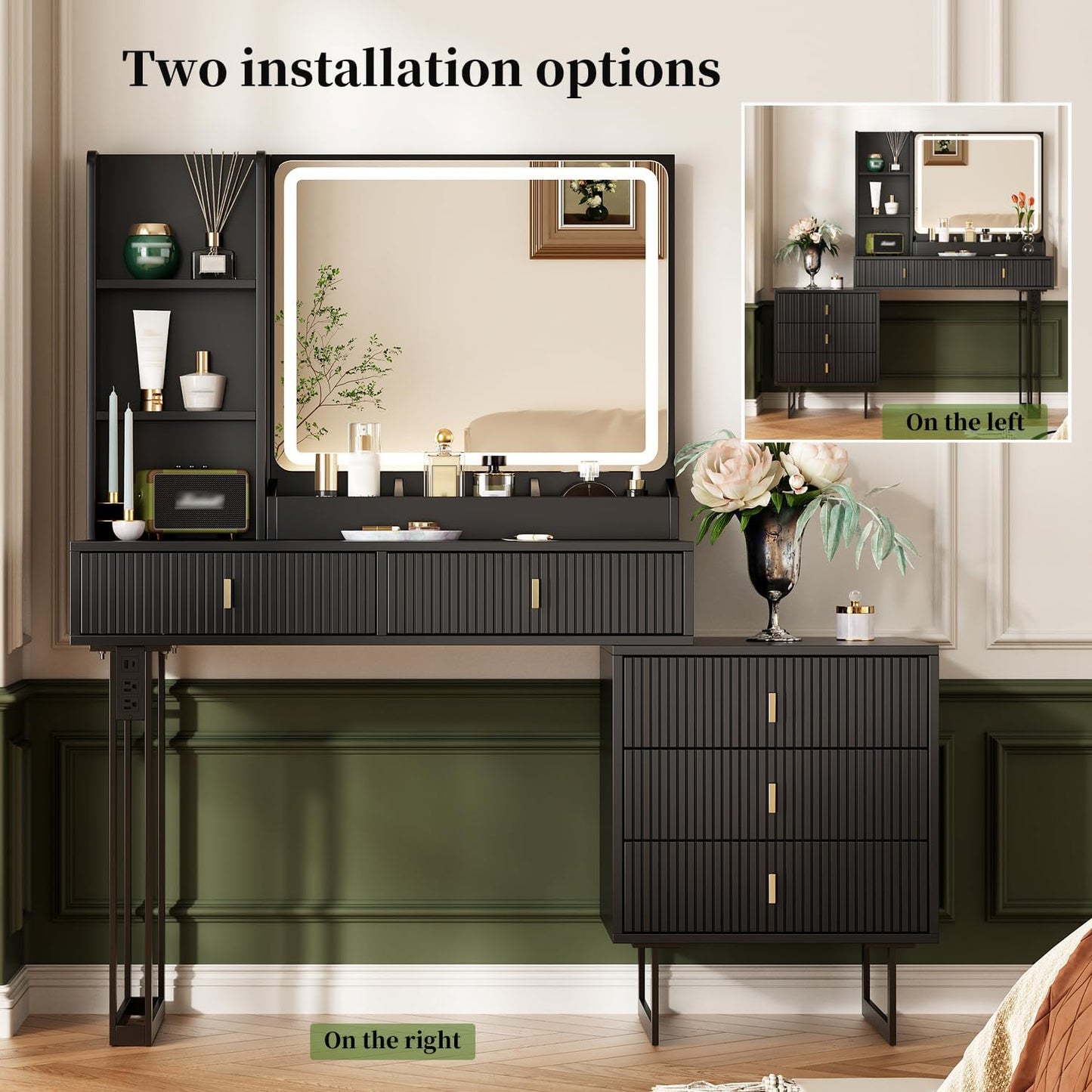 Makeup Vanity Desk with Lights, Vanities VT-89012