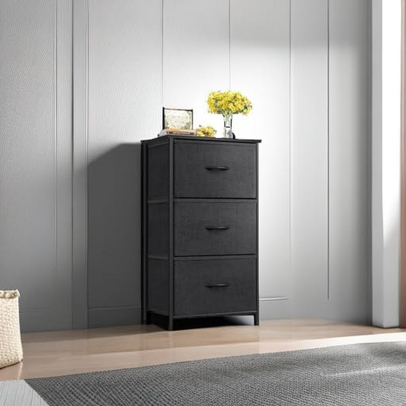 Dresser for Bedroom Nightstand Small Dressers Chest of Drawers End Table for Living Room, Closet Dresser with 3 Storage Drawers Organizer Clothes, Black