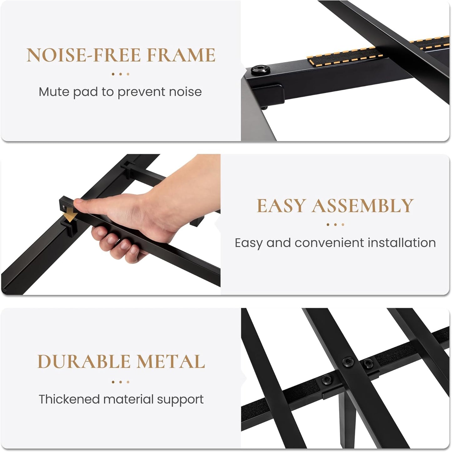 Queen Size Metal Platform Bed Frame with Victorian Style Wrought Iron-Art Headboard/Footboard, No Box Spring Required, Black