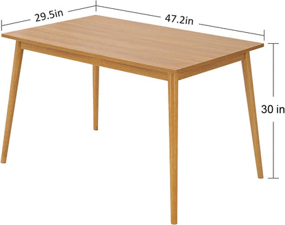 Modern Dining Table 47 Inch Kitchen Table with Solid Wood Leg Oak Finish Dinner Table Dining Room Home Furniture Natural