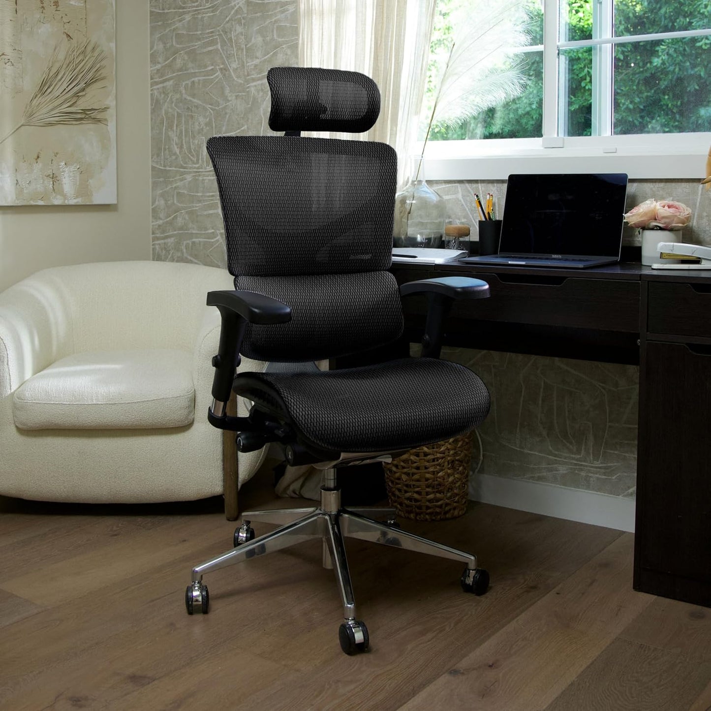 X2 Management Chair, Black K-Sport Mesh with Wide Seat - Ergonomic Office Seat/Dynamic Variable Lumbar Support/Floating Recline/Highly Adjustable/Perfect for Long Work Days