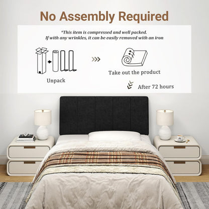 Twin Size Headboard Only-No Assembly, Upholstered Headboard Twin Size Linen Fabric Modern Style Headboards Extra-Thick, Black