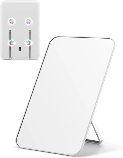 8X5-Inch Magnetic Locker Mirror, Small Makeup Mirror for Desk and School Locker, with Strong Magnets, Foldable Wall Mount & Hanging Hole for Bathroom,White