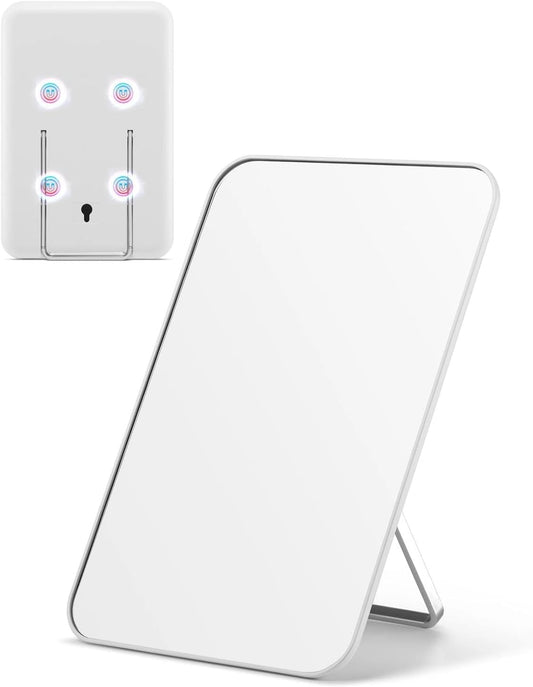 8X5-Inch Magnetic Locker Mirror, Small Makeup Mirror for Desk and School Locker, with Strong Magnets, Foldable Wall Mount & Hanging Hole for Bathroom,White