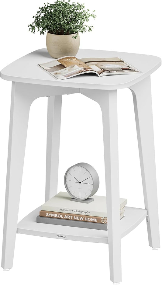 Side Table, Small Square End Table with Lower Shelf, Nightstand for Small Spaces, Living Room, Bedroom, Cloud White ULET236W01