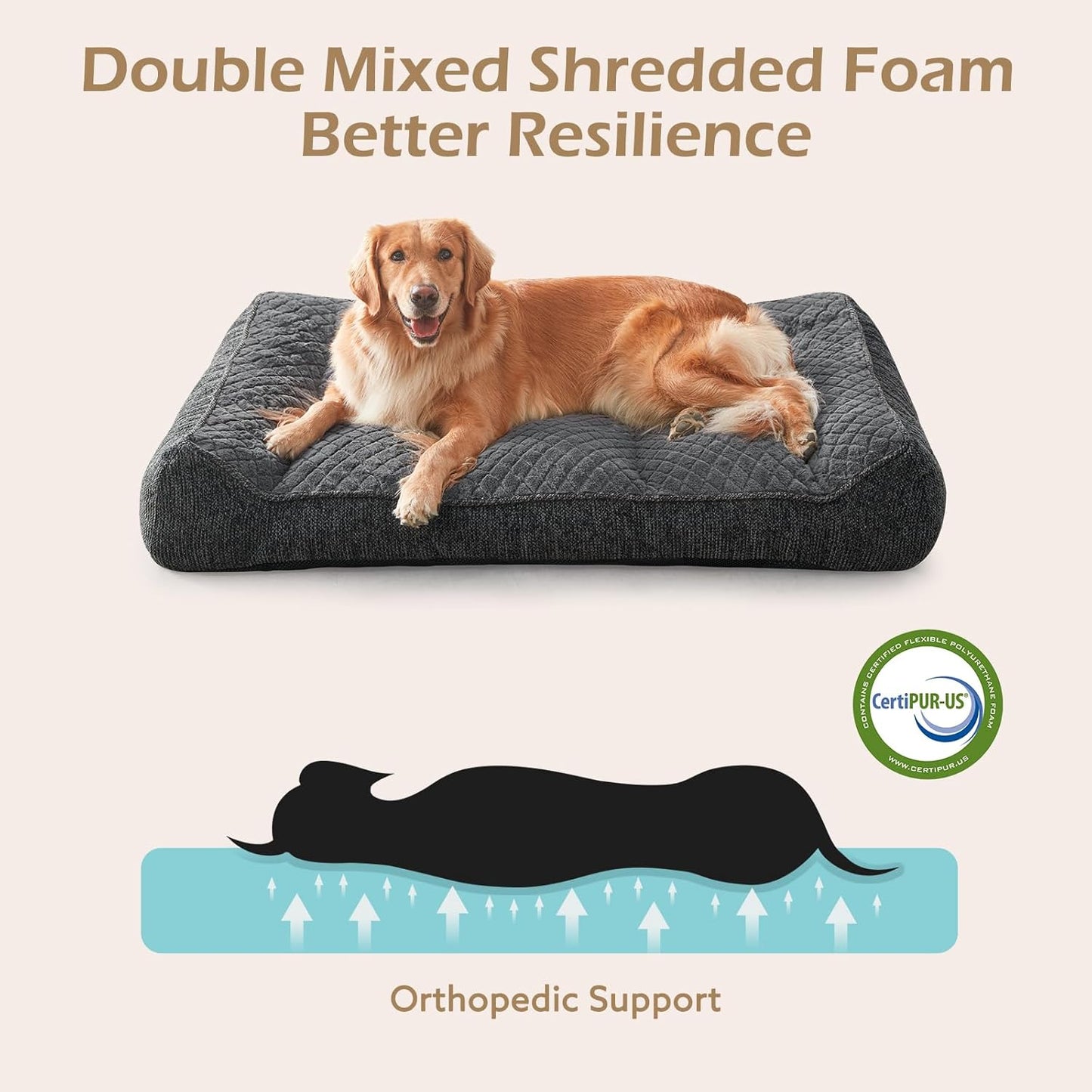 XL Orthopedic Dog Beds Large Sized Dog, Extra Thick Supportive Big Dogs Couch Bed with Sides, Ultra Soft Pet Bed Sofa for Large Dogs, Grey, 42''X30''